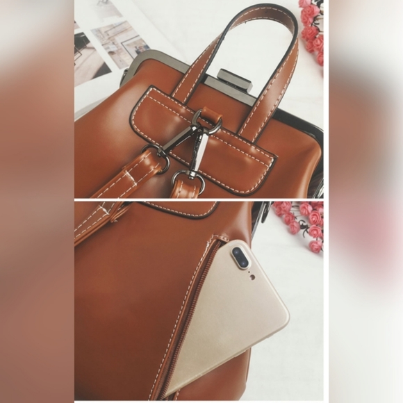 *NEW Cute Small Leather Backpack Crossbody Shoulder Purse Vintage Style Chic B… - Picture 13 of 14